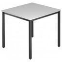 Quadratischer Tisch DORAN DQ08 D mit grauer Platte und schwarzem Vierkant-Rohrgestell von hjh OFFICE PRO