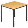 Quadratischer Tisch DORAN DQ08 D mit buchenfarbener Platte und schwarzem Vierkant-Rohrgestell von hjh OFFICE PRO