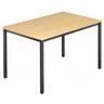 Schreibtisch DORAN DQ12 D mit heller Ahornoberfläche und schwarzem Vierkant-Rohrgestell von hjh OFFICE PRO