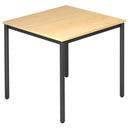 Quadratischer Tisch DORAN DR08 D mit Ahornholz-Platte und schwarzen Rundrohrbeinen von hjh OFFICE PRO