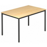 Schreibtisch DORAN DR12 D mit heller Ahornoberfläche und schwarzen Rundrohrbeinen von hjh OFFICE PRO