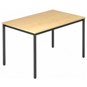Schreibtisch DORAN DR12 D mit heller Ahornoberfläche und schwarzen Rundrohrbeinen von hjh OFFICE PRO