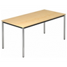 Schreibtisch DORAN DR16 C mit Ahornholz-Platte und verchromten Rundrohrbeinen von hjh OFFICE PRO
