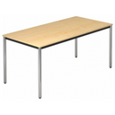 Schreibtisch DORAN DR16 C mit Ahornholz-Platte und verchromten Rundrohrbeinen von hjh OFFICE PRO