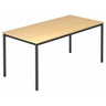 Schreibtisch DORAN DR16 D mit heller Ahornholz-Platte und schwarzen Rundrohrbeinen von hjh OFFICE PRO