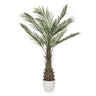 Grüne Kunstpflanze DRACAENA mit fächerartigen Palmblättern in einem weißen Topf von hjh OFFICE
