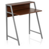 Schreibtisch DUMONT in Walnuss-Optik mit grauen Metallbeinen und Aufsatz von hjh OFFICE