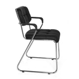 Schwarzer Besucherstuhl ZANTA mit quadratischer Steppung und verchromtem Gestell von hjh OFFICE – 360-Grad-Ansicht (Seitenprofil 80°)