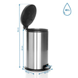 Maßzeichnung des Mülleimers CLEAN X mit 40 l Volumen und einer Höhe von 96 cm von hjh OFFICE