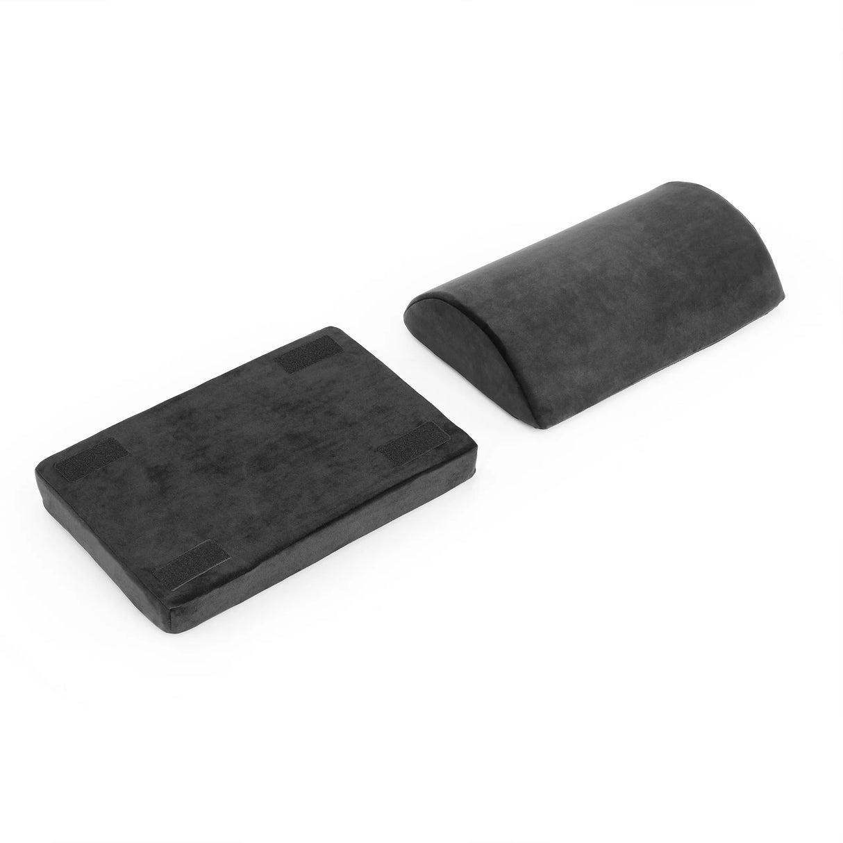 Zwei schwarze Polsterauflagen der Fußablage Podi Velvet 1 von hjh OFFICE