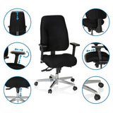 Verstellbare Funktionen des Profi-Bürostuhls ZENIT COMFORT in Schwarz mit Rollen und Armlehnen von hjh OFFICE