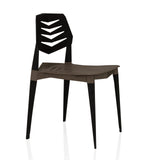 Braun-schwarzer Outdoor-Stuhl Flecharo mit durchbrochener Rückenlehne von hjh LIVING – 360-Grad-Ansicht (schräge Frontansicht 60°)