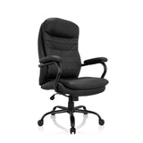 Schwarzer Drehstuhl RELAX XXL B aus Kunstleder mit Fußkreuz und fünf Rollen von hjh OFFICE – 360-Grad-Ansicht (schräge Frontansicht 40°)