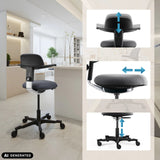 Höhenverstellbare Rückenlehne, Sitzfläche und Gasfeder des Arbeitsstuhls WORK 40 von hjh OFFICE (KI-generiertes Bild)