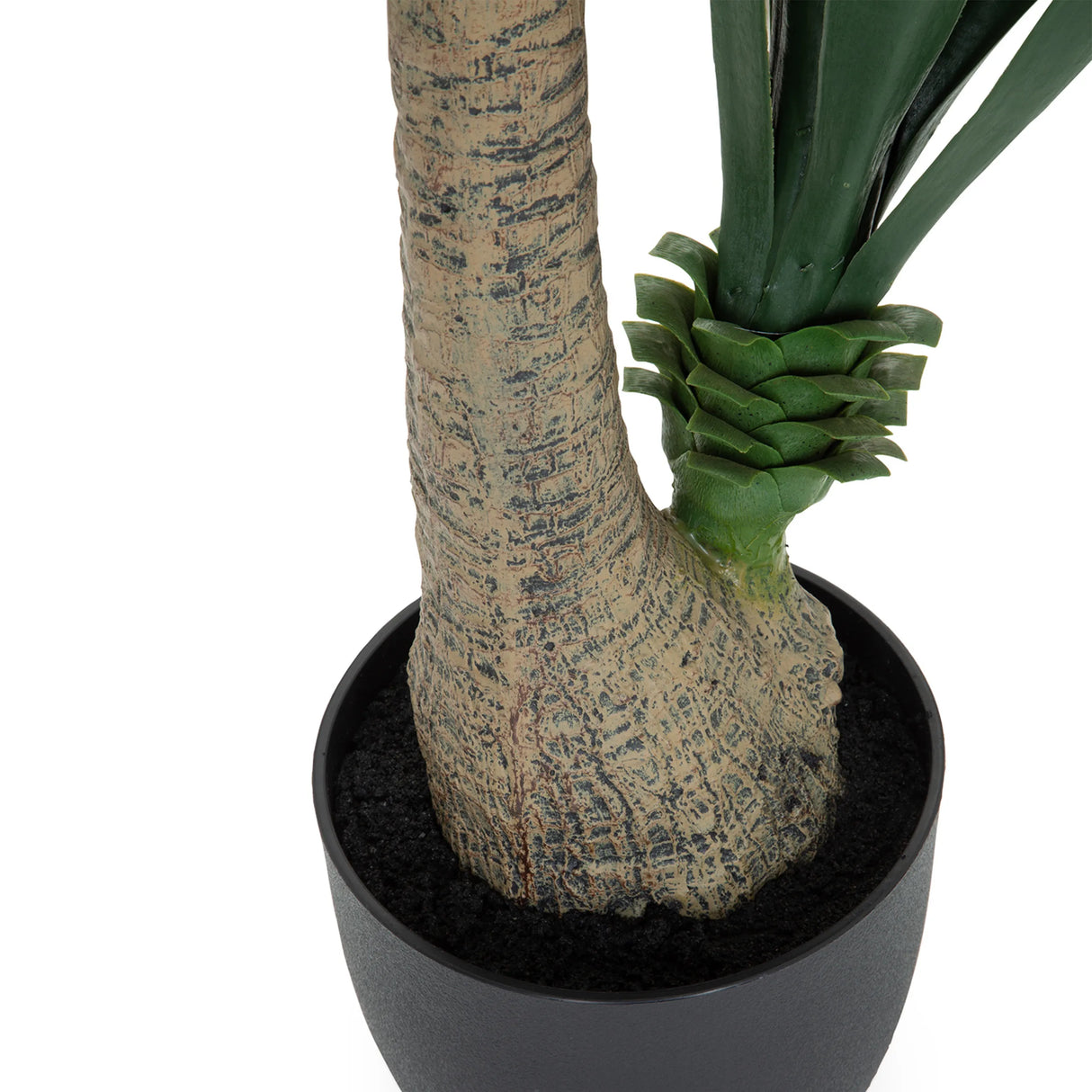 Stamm und Basis der Kunstpflanze YUCCA in einem schwarzen Übertopf von hjh OFFICE