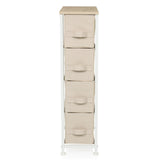 Beige Kommode FOLDRESS S mit vier Stoffschubladen und einer hellen Holzplatte von hjh LIVING – 360-Grad-Ansicht (Frontansicht 0°)