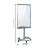 Maßzeichnung des Whiteboards MULTIBOARD mit einer Höhe von 133 bis 190 cm von hjh OFFICE