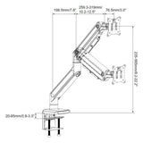 Technische Zeichnung der Monitorhalterung VM-MG1S mit einer maximalen Höhe von 565 mm von hjh OFFICE