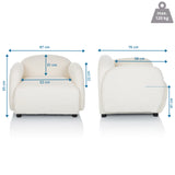 Maßzeichnung des Loungesessels VERDUNA mit einer Breite von 87 cm und einer Höhe von 65 cm von hjh LIVING