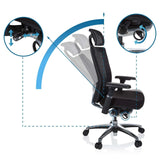 Verstellmechanismen der Rückenlehne und Sitzhöhe des High-End-Bürostuhls NOVA PRO I von hjh OFFICE