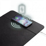 Induktive Ladefunktion der Schreibunterlage Padflux Power in Schwarz mit Smartphone von hjh OFFICE