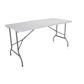 Weißer Klapptisch EASY UP MULTI II mit rechteckiger Platte und grauem Metallgestell von hjh OFFICE