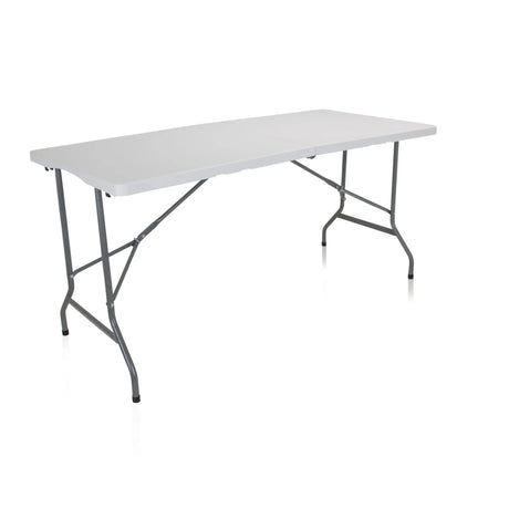 Weißer Klapptisch EASY UP MULTI II mit rechteckiger Platte und grauem Metallgestell von hjh OFFICE