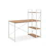 Schreibtisch Easy Up3 in Weiß und Eiche mit integriertem dreiettigem Regal von hjh LIVING