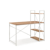 Schreibtisch Easy Up3 in Weiß und Eiche mit integriertem dreiettigem Regal von hjh LIVING