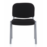 Schwarzer Vierfußstuhl XT 600 S mit silberfarbenem Gestell von hjh OFFICE – 360-Grad-Ansicht (Frontansicht 0°)