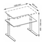 Technische Zeichnung des Schreibtischs XBHM 12 WC mit 1200 x 800 mm von hjh OFFICE PRO