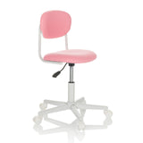 Rosa Kinderdrehstuhl KIDDY BASE I mit Fußkreuz und fünf Rollen von hjh OFFICE – 360-Grad-Ansicht (schräge Frontansicht 45°)