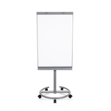 Silbernes Whiteboard MULTIBOARD auf einem fahrbaren Standfuß mit Rollen von hjh OFFICE – 360-Grad-Ansicht (Frontansicht 0°)