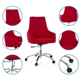 Roter Homeoffice-Bürostuhl SHAKE 100 mit Detailansichten von Polsterung, Gasfeder und Doppelrollen von hjh OFFICE