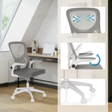 Grauer Home-Office-Bürostuhl BELIO W mit Netzrücken, verstellbaren Armlehnen und Rollen von hjh OFFICE