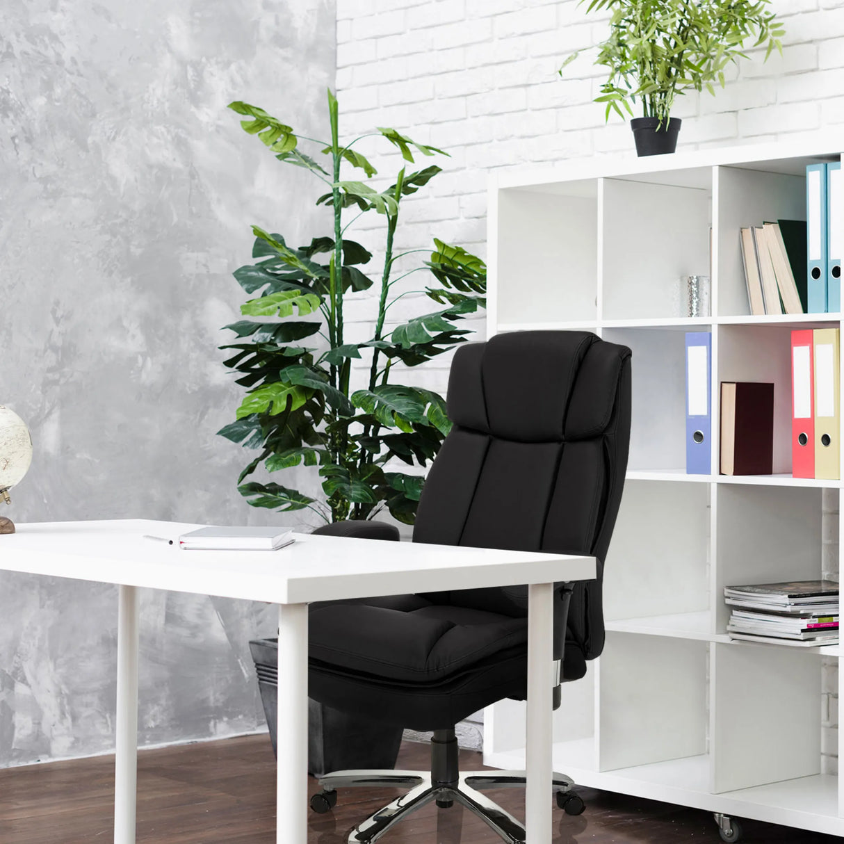 Schwarzer Drehstuhl BUILDER XXL I mit Kunstlederbezug und hoher Rückenlehne von hjh OFFICE
