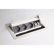 Silbernes Zubehör ELDATA0 mit drei Steckdosen und zwei RJ45-Anschlüssen von hjh OFFICE PRO