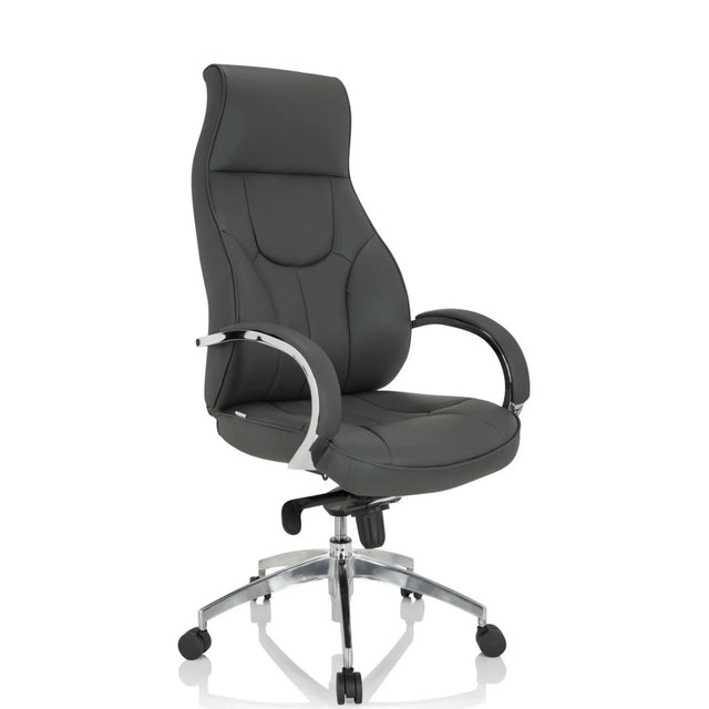 Grauer Profi-Chefsessel ELEGANCE I mit glänzenden Chrom-Armlehnen und Sternfuß von hjh OFFICE