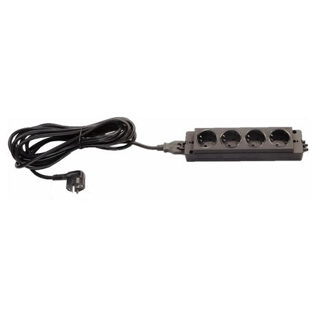 Schwarze Steckdosenleiste ELSL45DE mit vier Steckplätzen und langem Kabel von hjh OFFICE PRO