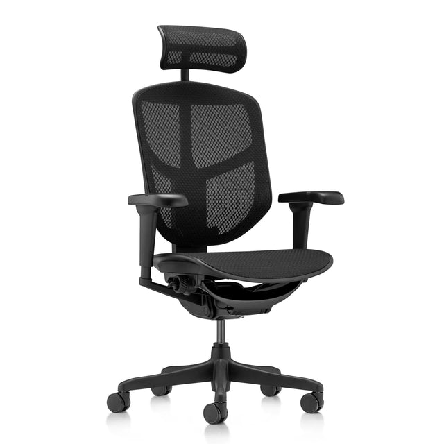 Schwarzer Profi-Bürostuhl ENJOY ULTRA GEN2 mit Netzbezug und Kopfstütze von hjh OFFICE