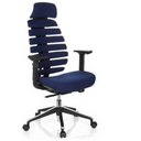 Blauer Profi-Bürostuhl ERGO LINE II PRO mit Stoffbezug, segmentierter Rückenlehne und Armlehnen von hjh OFFICE