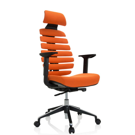 Profi-Bürostuhl ERGO LINE II PRO mit orangefarbenem Stoffbezug und schwarzem Fußkreuz von hjh OFFICE