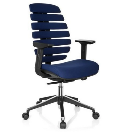 Profi-Bürostuhl ERGO LINE II mit blauem Stoffbezug und segmentierter Rückenlehne von hjh OFFICE