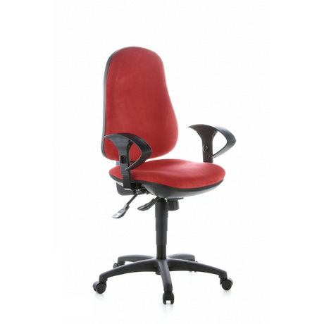 Profi-Bürostuhl ERGO SYDNEY mit rotem Bezug und schwarzen Armlehnen von Topstar