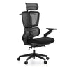Profi-Bürostuhl Ergo U2 Flex3 in Schwarz mit Netzbezug, Kopfstütze und verstellbaren Armlehnen von hjh OFFICE