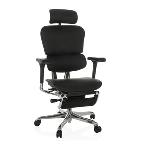 Luxus-Chefsessel ERGOHUMAN PLUS LEGPRO GEN2 aus schwarzem Leder mit Kopfstütze und Fußstütze von hjh OFFICE
