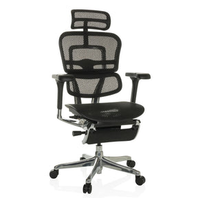Luxus-Chefsessel ERGOHUMAN PLUS LEGPRO GEN2 mit schwarzem Netzbezug, Kopfstütze und Fußstütze von hjh OFFICE