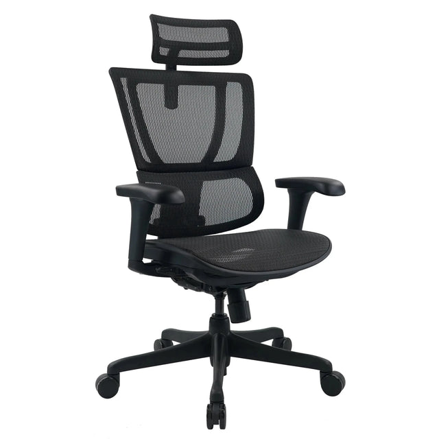 Luxus-Chefsessel ERGOHUMAN SLIM ECO M GEN2 mit schwarzem Netzbezug und verstellbarer Kopfstütze von hjh OFFICE