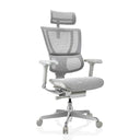 Luxus-Chefsessel ERGOHUMAN SLIM G GEN2 mit hellgrauem Netzbezug, Kopfstütze und Armlehnen von hjh OFFICE