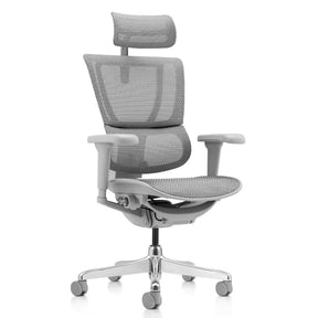 Luxus-Chefsessel ERGOHUMAN SLIM ULTRA G GEN2 mit grauem Netzbezug, Kopfstütze und Armlehnen von hjh OFFICE